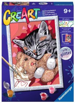 PEINTURE À NUMÉROS CREART RAVENSBURGER - CHATON PAISIBLE AVEC PAILLETTES - 7